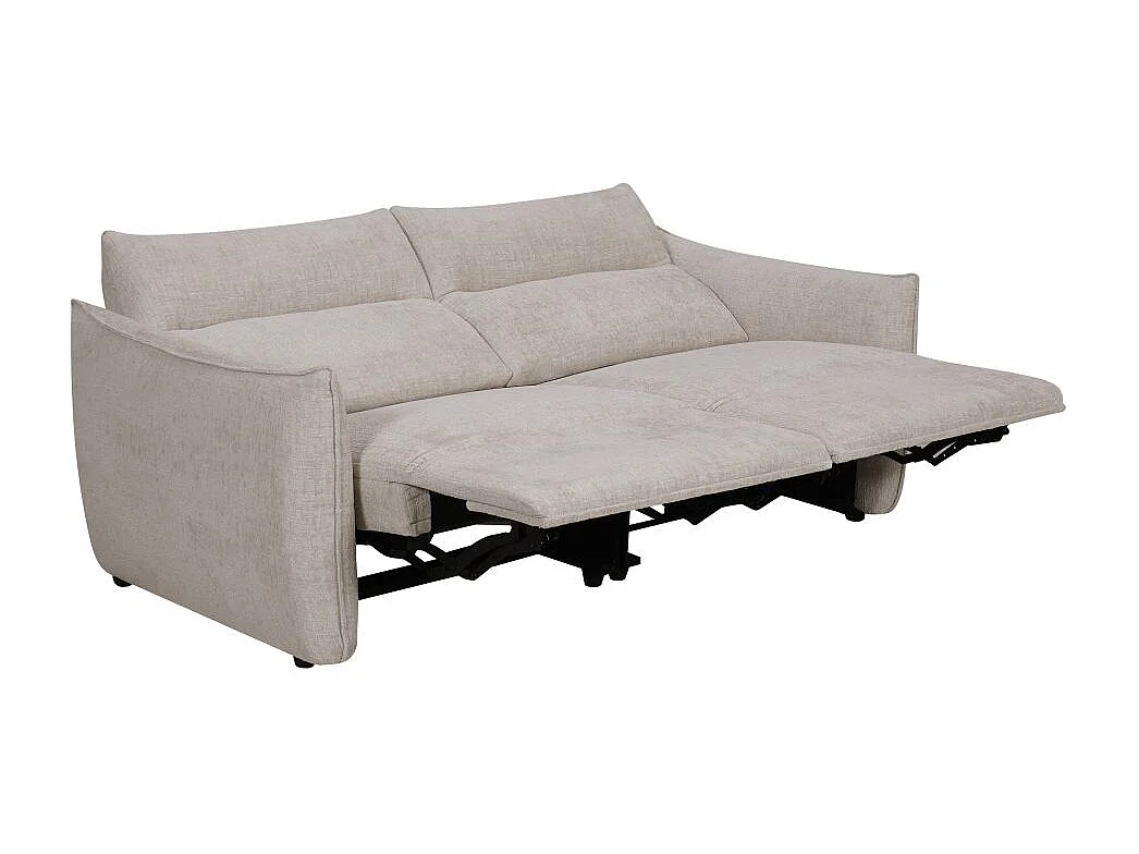Canapé de relaxation électrique 3 places Melly en tissu - Beige - L203 x P95 x H94cm - Loungitude