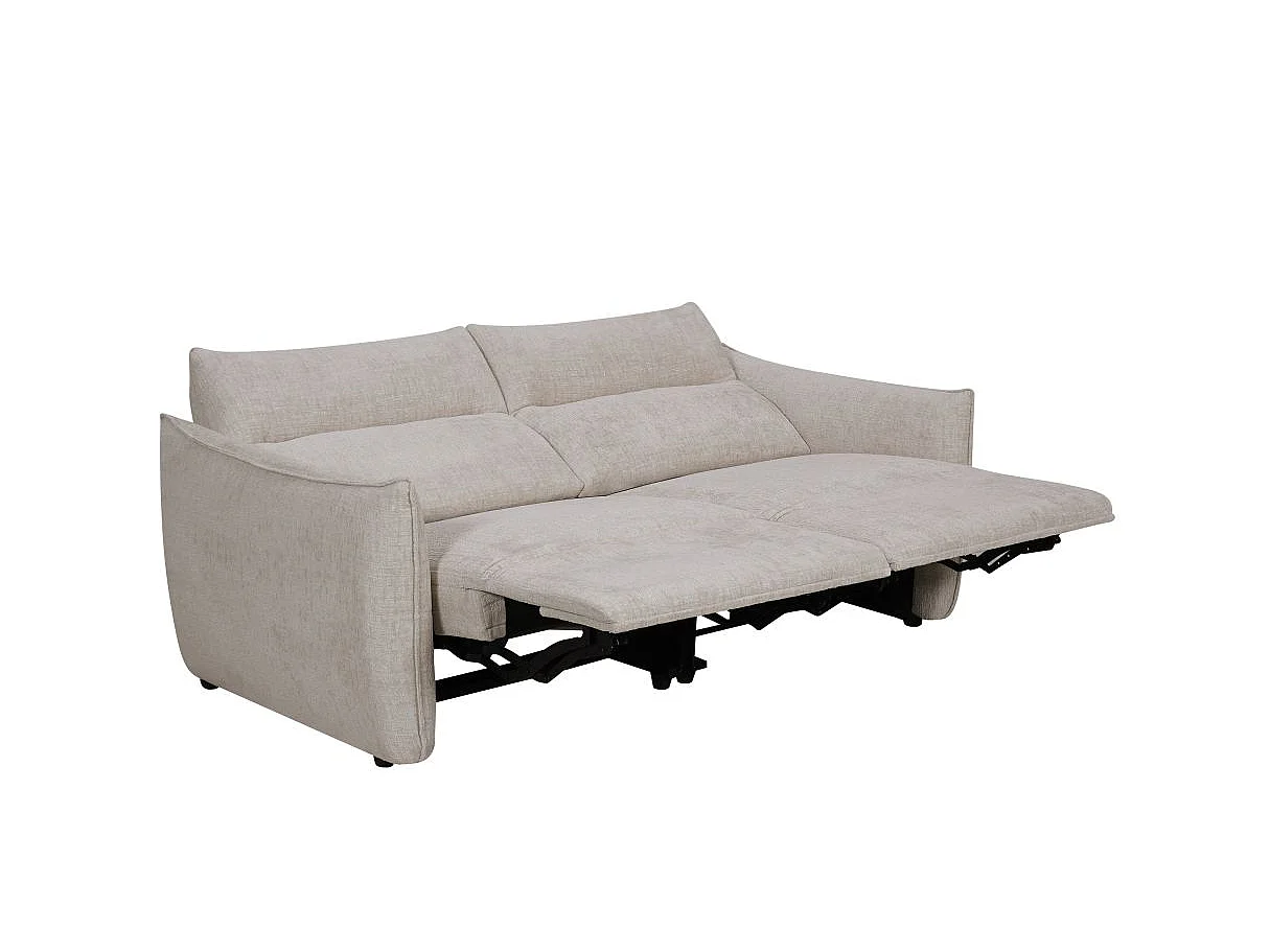 Canapé relax 3 places en tissu beige MELLY 203x95x94 cm
