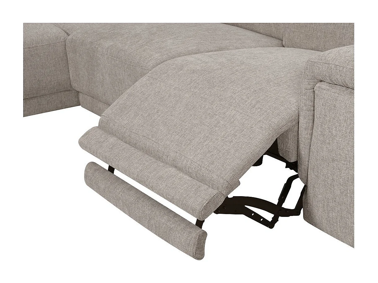 Canapé d'angle de relaxation électrique DEBBY avec pouf amovible en tissu - Beige - Angle droit