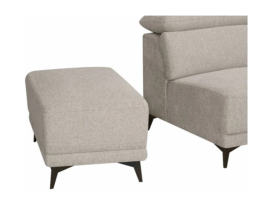 Canapé d'angle de relaxation électrique DEBBY avec pouf amovible en tissu - Beige - Angle droit