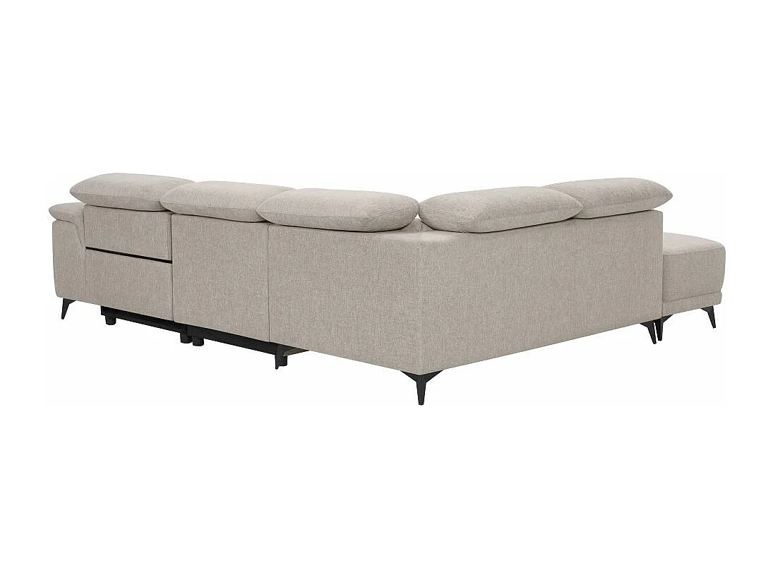 Canapé d'angle de relaxation électrique DEBBY avec pouf amovible en tissu - Beige - Angle droit