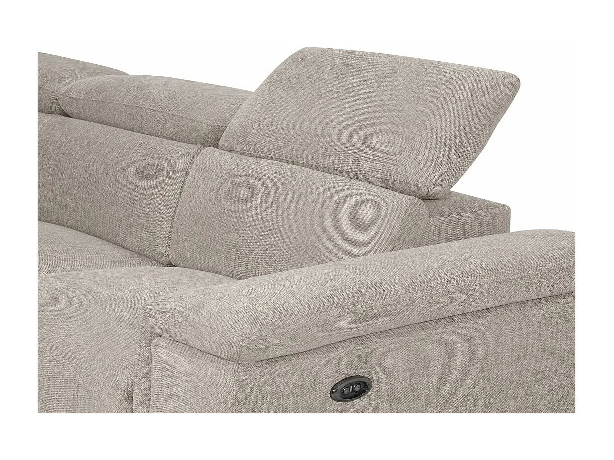 Canapé d'angle de relaxation électrique DEBBY avec pouf amovible en tissu - Beige - Angle droit