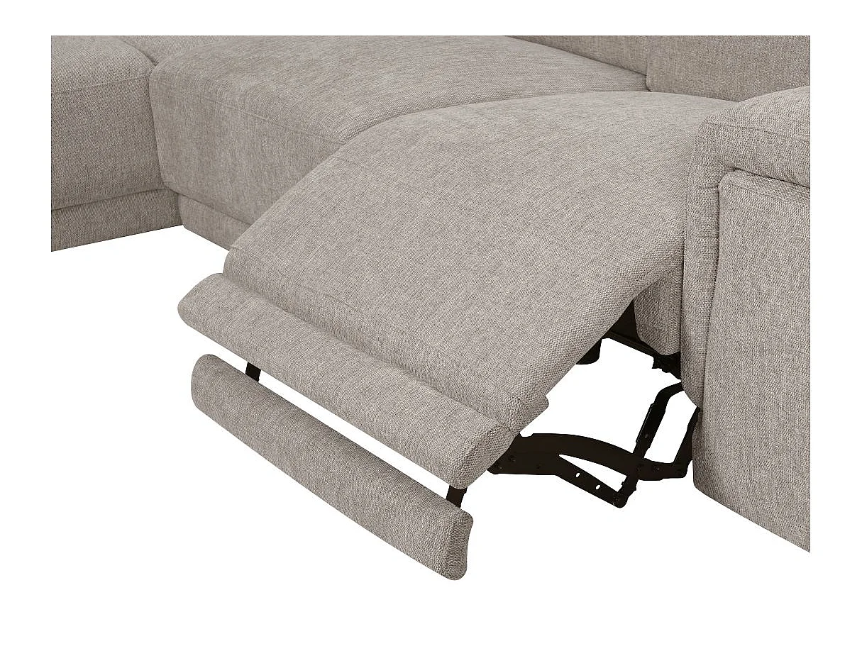 Canapé d'angle droit relax 4 places avec pouf en tissu beige DEBBY