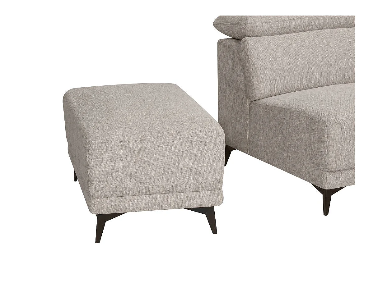 Canapé d'angle droit relax 4 places avec pouf en tissu beige DEBBY