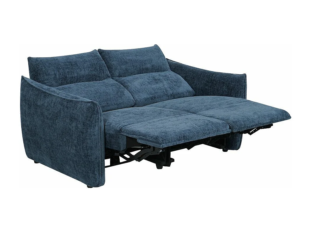 Canapé de relaxation électrique 2 places Melly en tissu - Bleu - L162 x P95 x H94cm - Loungitude