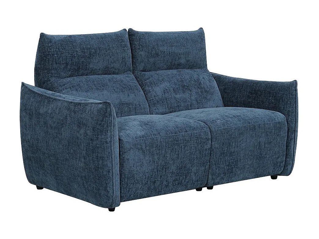 Canapé de relaxation électrique 2 places Melly en tissu - Bleu - L162 x P95 x H94cm - Loungitude