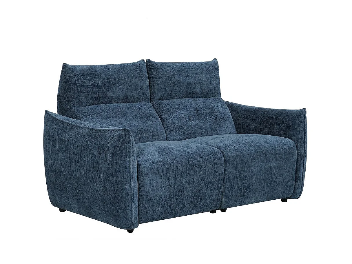 Canapé relax 2 places en tissu bleu MELLY 162x95x94 cm