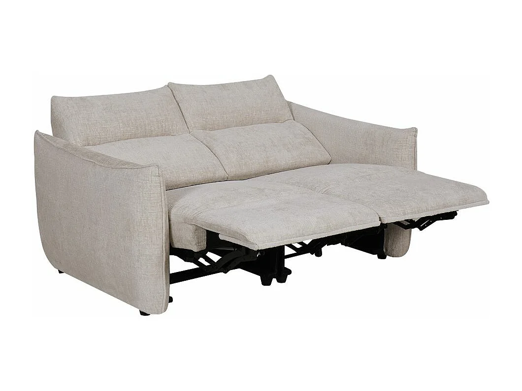 Canapé de relaxation électrique 2 places Melly en tissu - Beige - L162 x P95 x H94cm - Loungitude