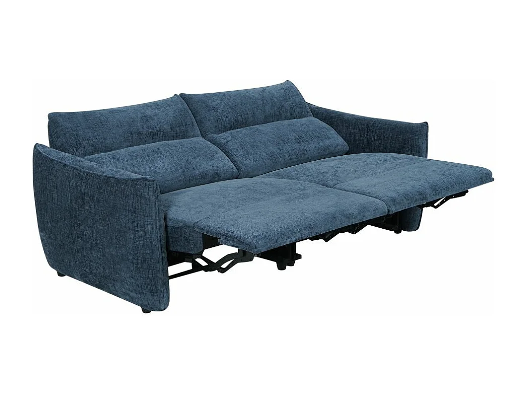 Canapé de relaxation électrique 3 places Melly en tissu - Bleu - L203 x P95 x H94cm - Loungitude