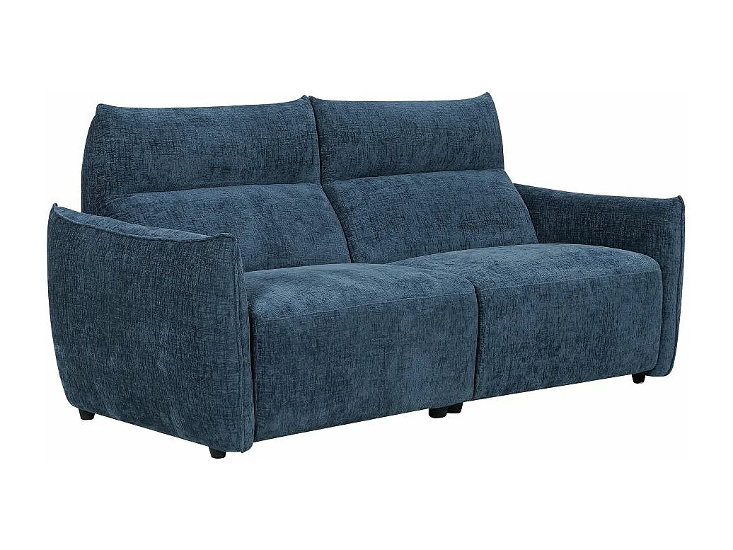 Canapé de relaxation électrique 3 places Melly en tissu - Bleu - L203 x P95 x H94cm - Loungitude
