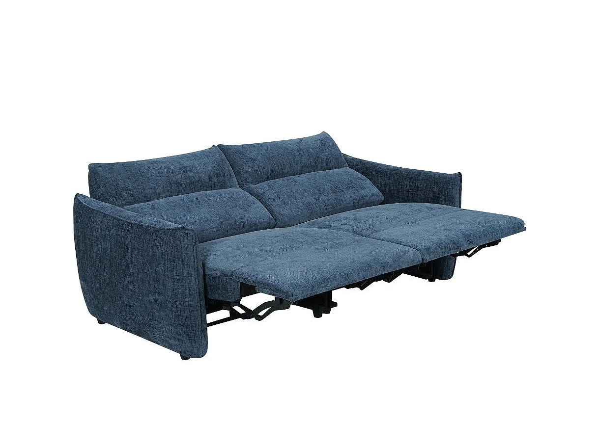 Canapé relax 3 places en tissu bleu MELLY 203x95x94 cm