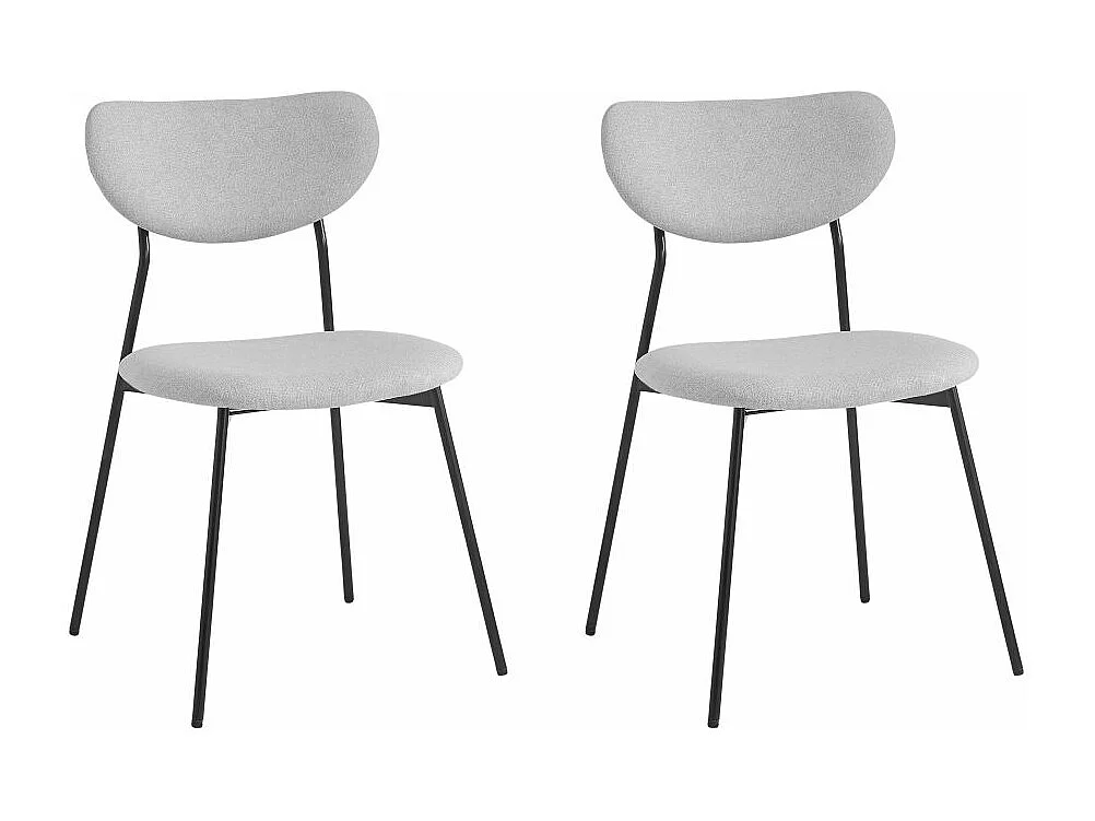 Lot de 2 chaises BRODIE en tissu avec pieds noirs - Gris clair