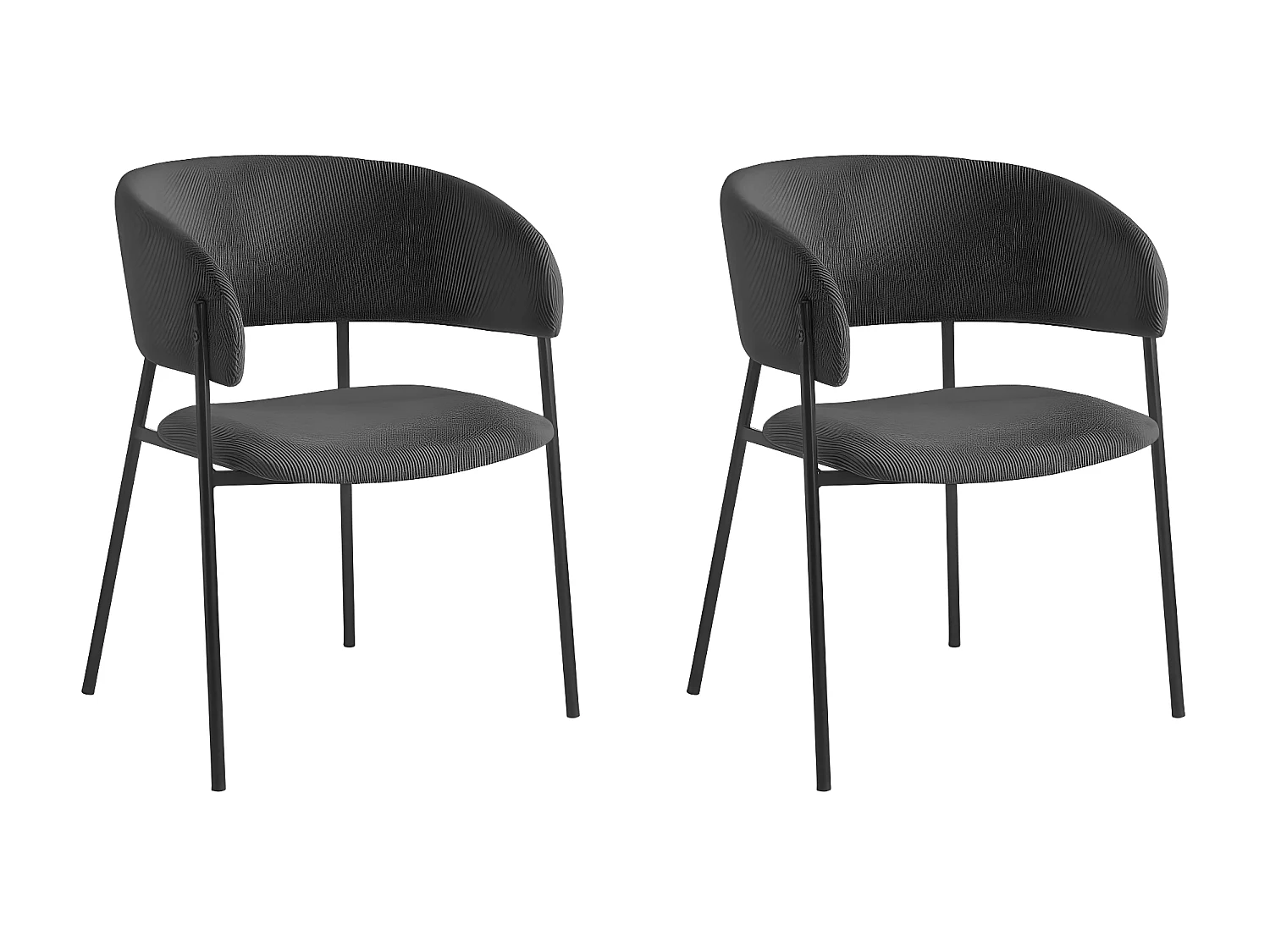 Lot de 2 chaises BOLD en velours côtelé - Gris anthracite