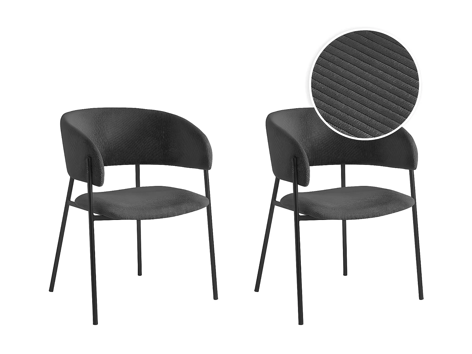 Lot de 2 chaises BOLD en velours côtelé - Gris anthracite