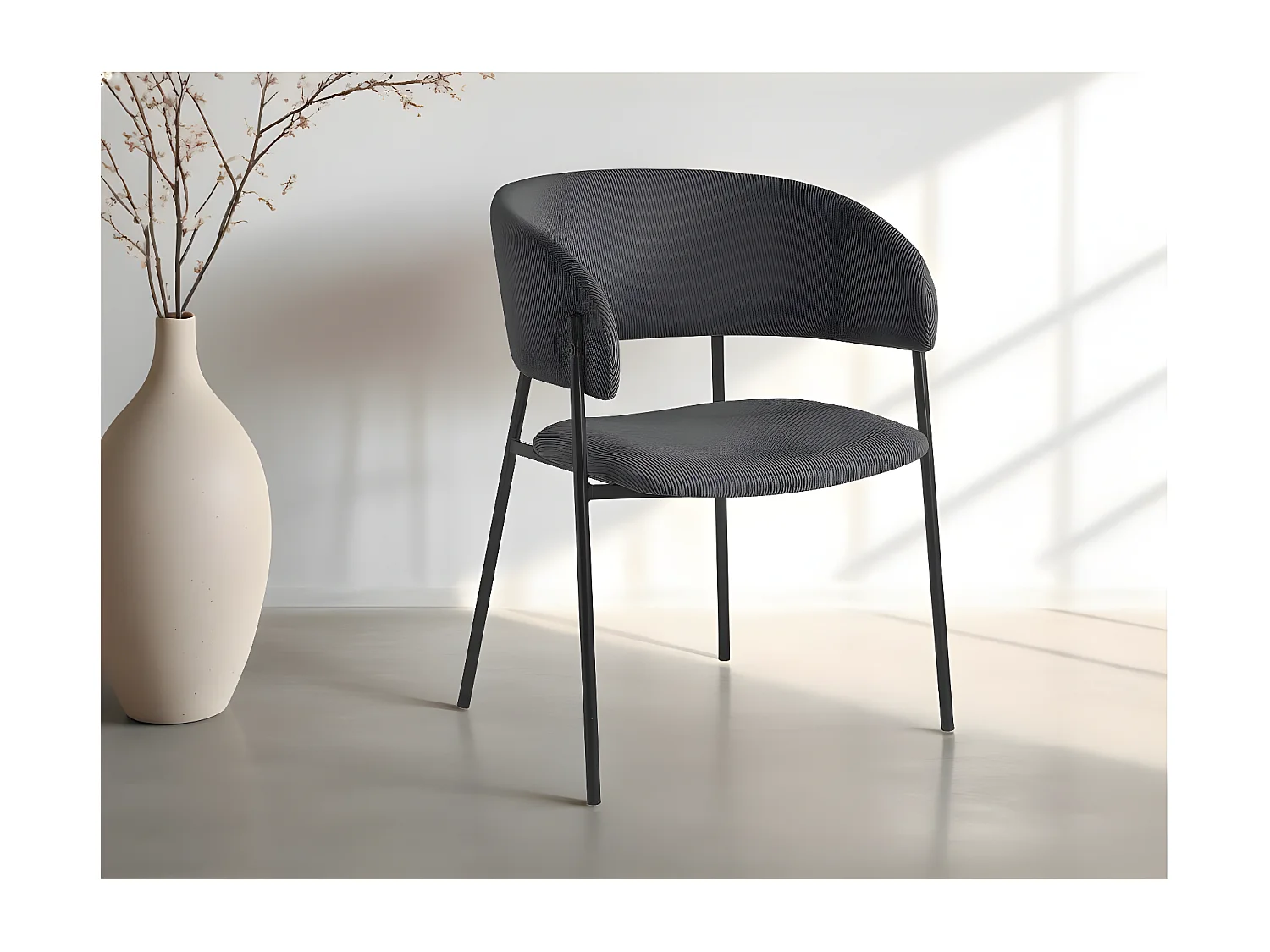 Lot de 2 chaises BOLD en velours côtelé - Gris anthracite