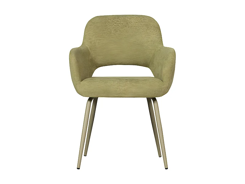 Jenny - Lot de 2 fauteuils de table en tissu et métal - Vert