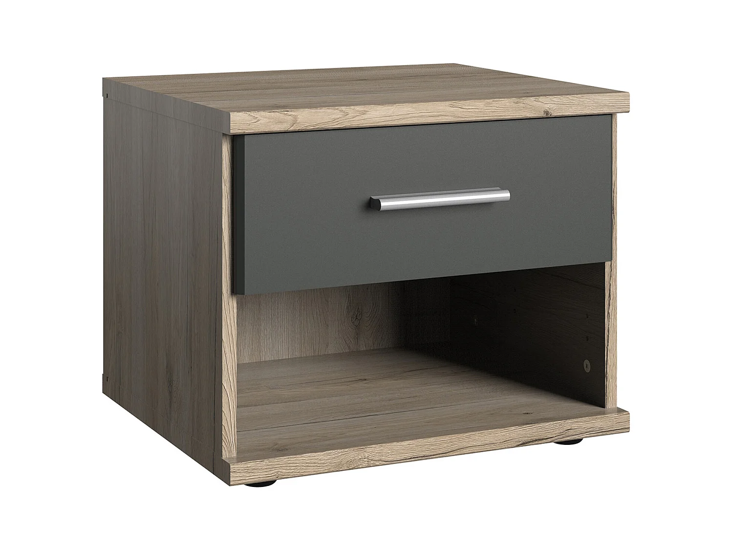Table de chevet, table de nuit Imitation chêne San Remo, rechampis graphite