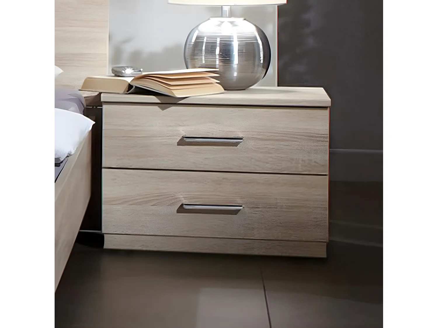 Lot de 2 tables de chevets imitation chêne - Dim : 52 X 40 X 38 cm