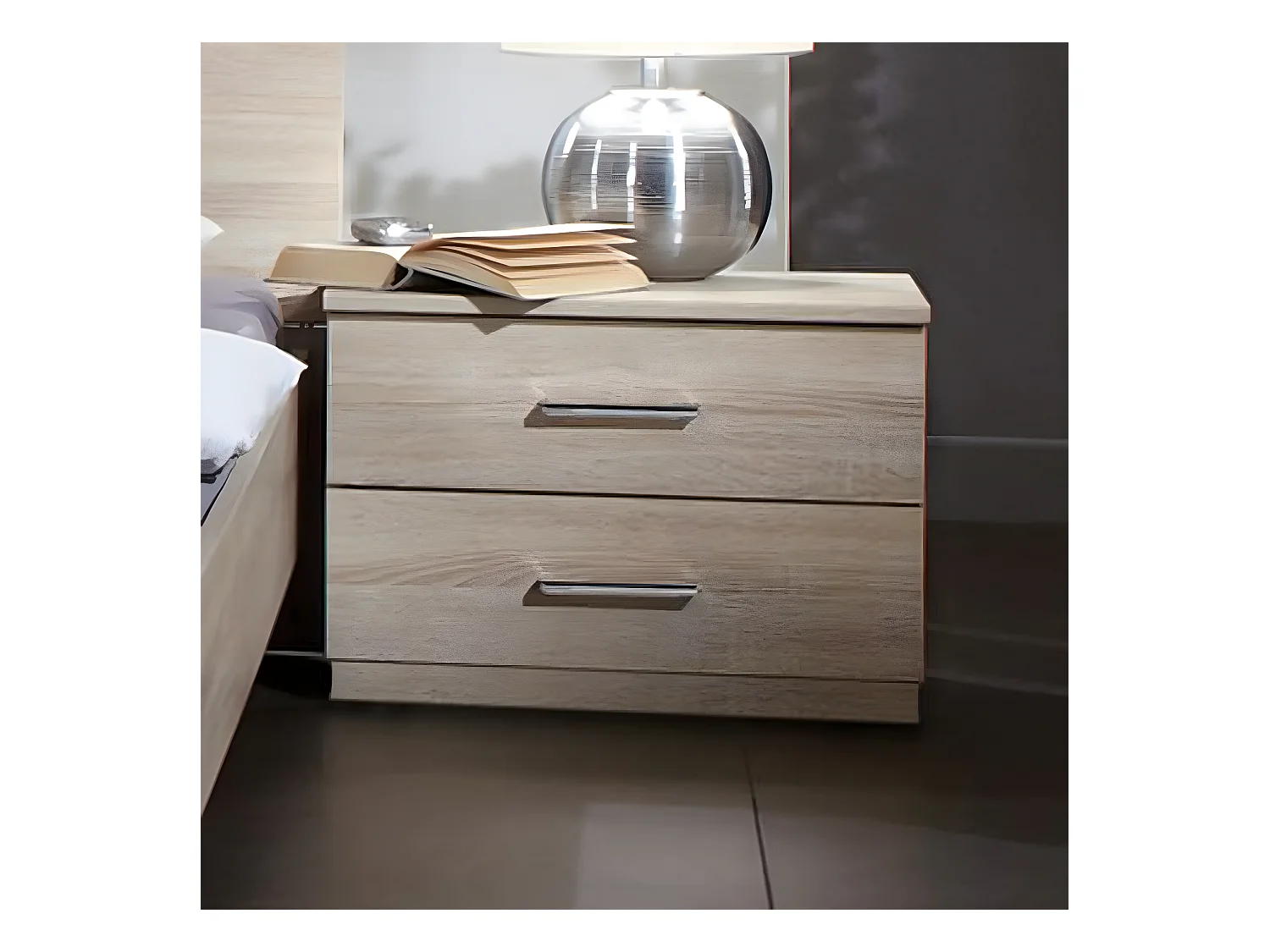 Lot de 2 tables de chevets imitation chêne - Dim : 52 X 40 X 38 cm