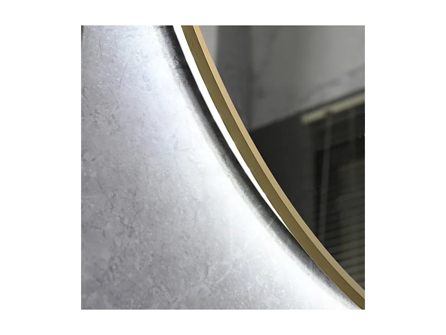 LuxuryBain 80cm Ronde LED Badkamerspiegel met Gouden Aluminium Frame, Touch Sensor, Variabele Helderheid