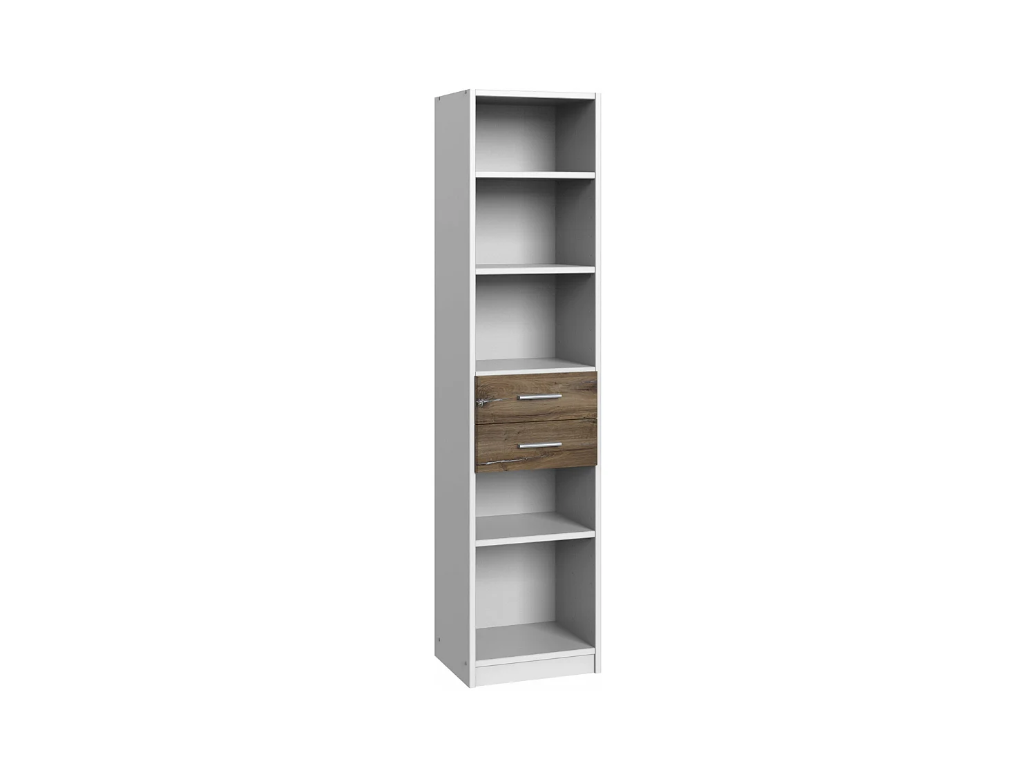 Etagère, bibliothèque enfant 2 tiroirs Blanc, rechampis imitation chêne Flagstaff