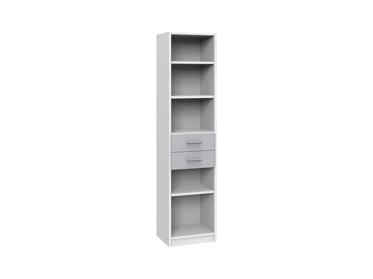 Etagère, bibliothèque enfant 2 tiroirs coloris Blanc, rechampis gris clair