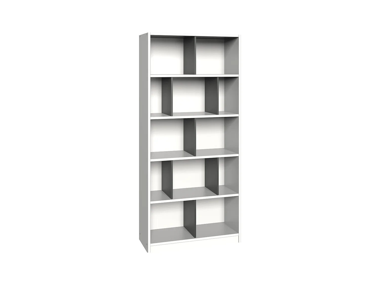 Etagère, bibliothèque enfant coloris Blanc, rechampis graphite - L. 90 x H. 197 x P. 38 cm