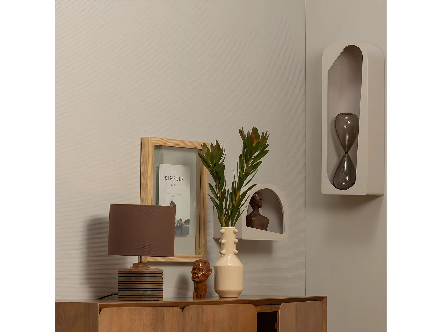 Noam - Étagère murale en bois L24xH70cm - Beige