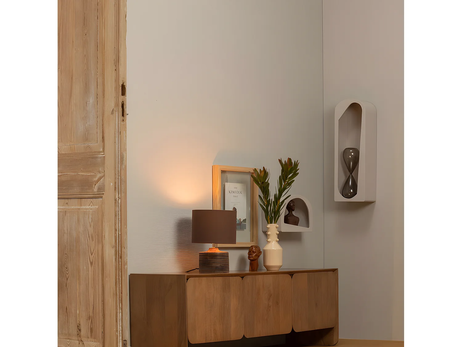 Noam - Étagère murale en bois L24xH70cm - Beige