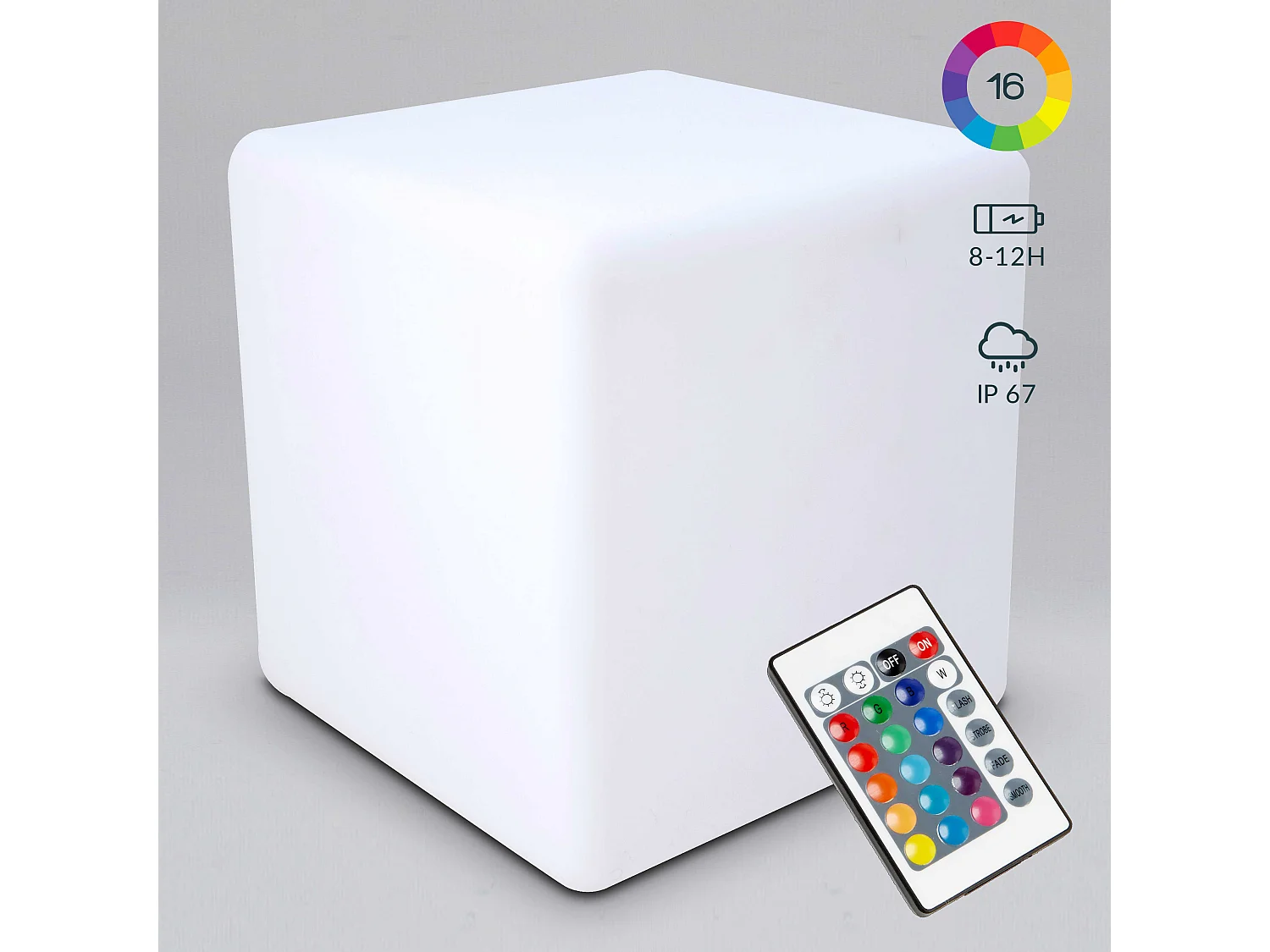 Cube LED multicolore rechargeable 43cm