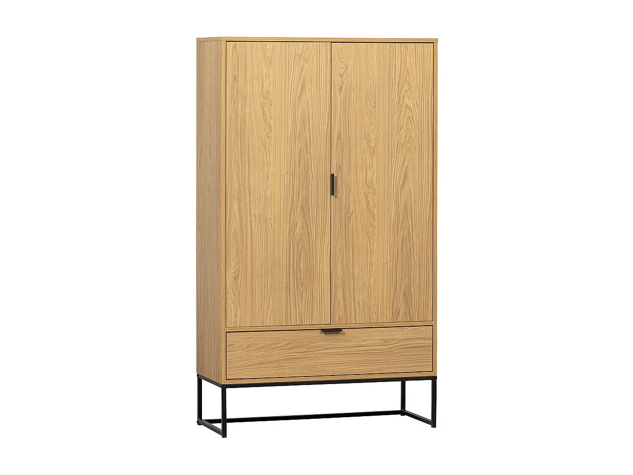 Silas - Buffet haut 2 portes 1 tiroir en bois H149cm - Bois clair