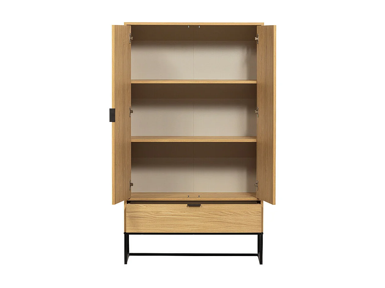 Silas - Buffet haut 2 portes 1 tiroir en bois H149cm - Bois clair