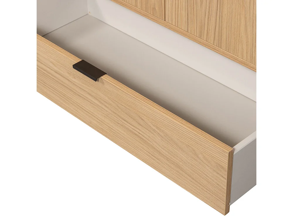 Silas - Buffet haut 2 portes 1 tiroir en bois H149cm - Bois clair