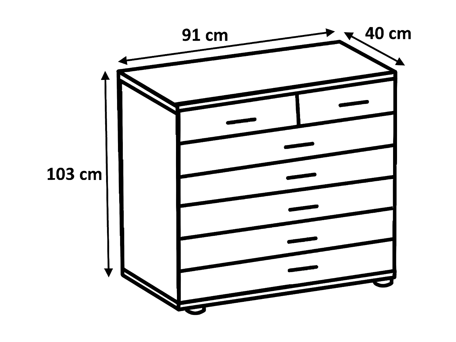 Commode meuble de rangement coloris imitation chêne poutre/graphite - L. 91 x H. 103 x P. 40 cm
