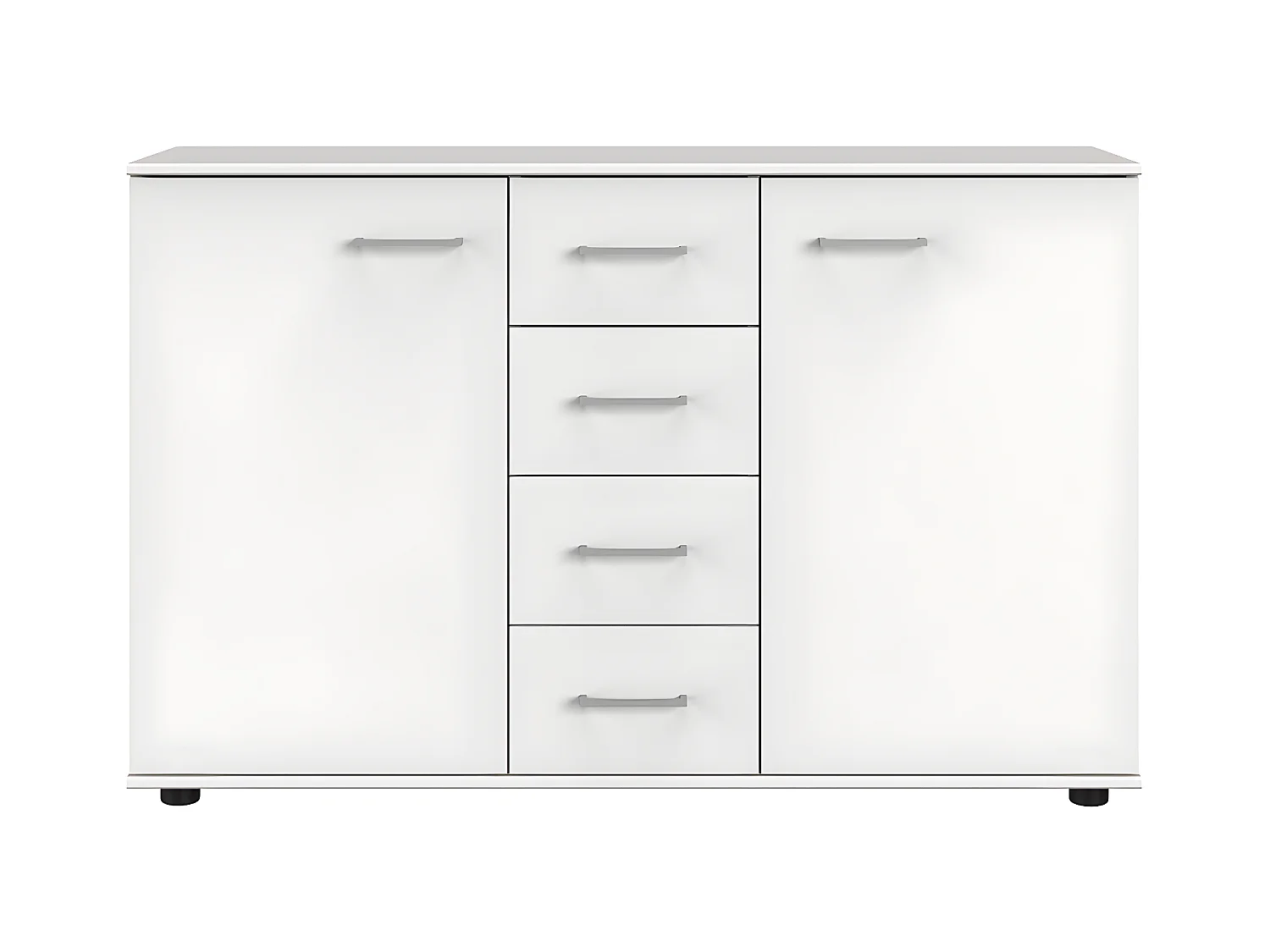 Commode meuble de rangement coloris blanc - Longueur 130 x Hauteur 83 x Profondeur 41 cm