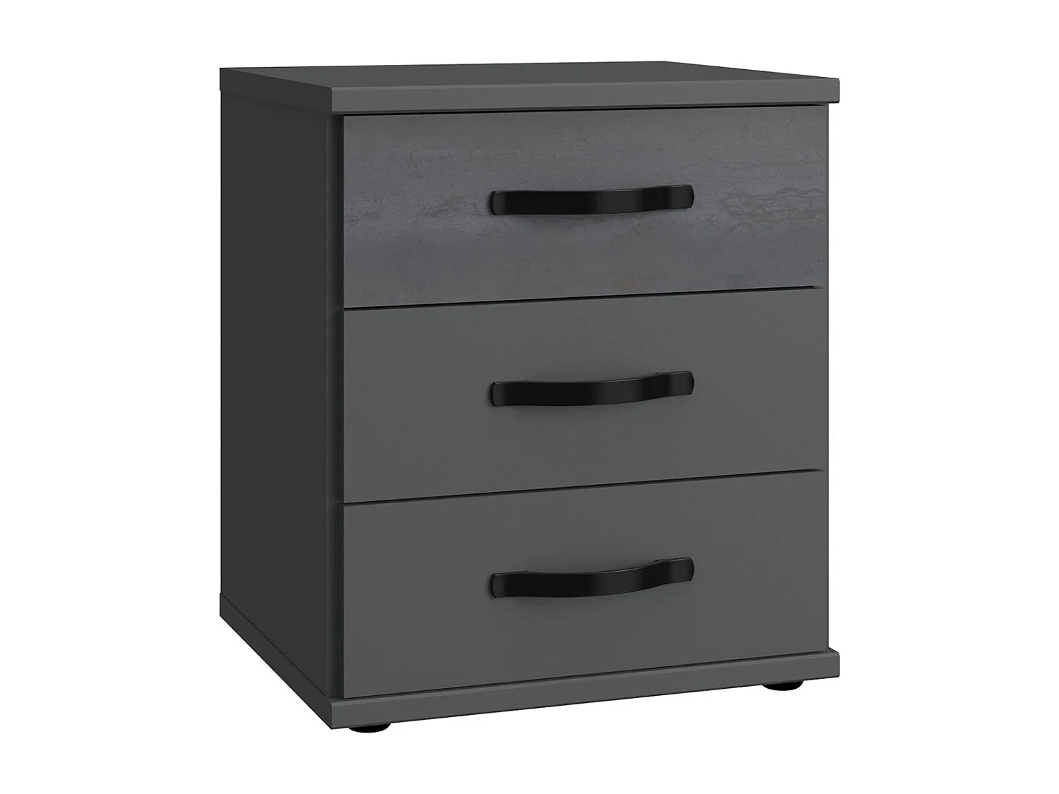 Ensemble de 3 commodes, meubles de rangement coloris Graphite, rechampis noir