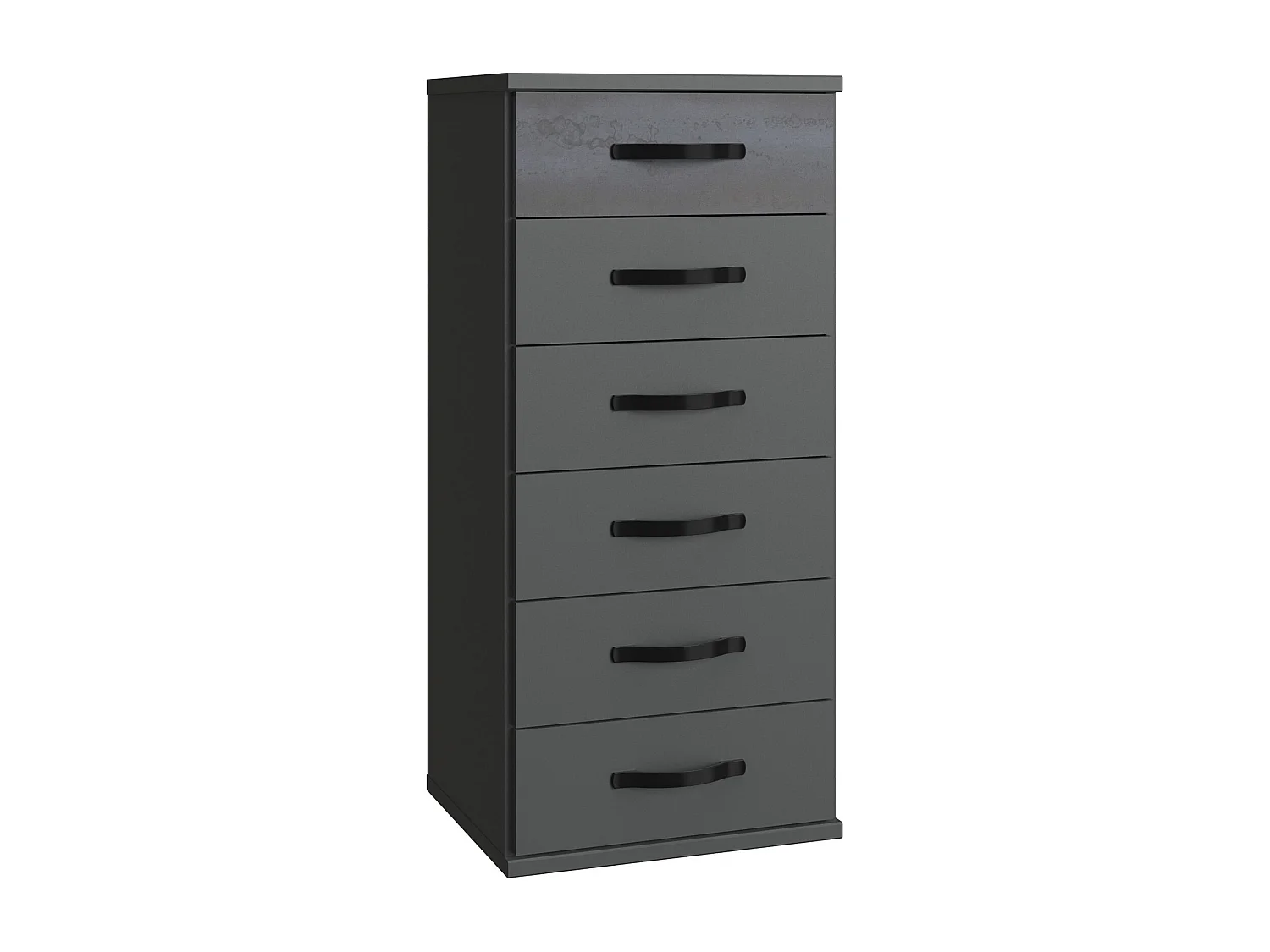 Ensemble de 3 commodes, meubles de rangement coloris Graphite, rechampis noir