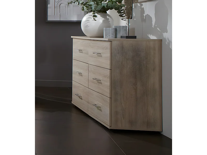 Commode de rangement imitation chêne - 130 X 41 X 83 cm