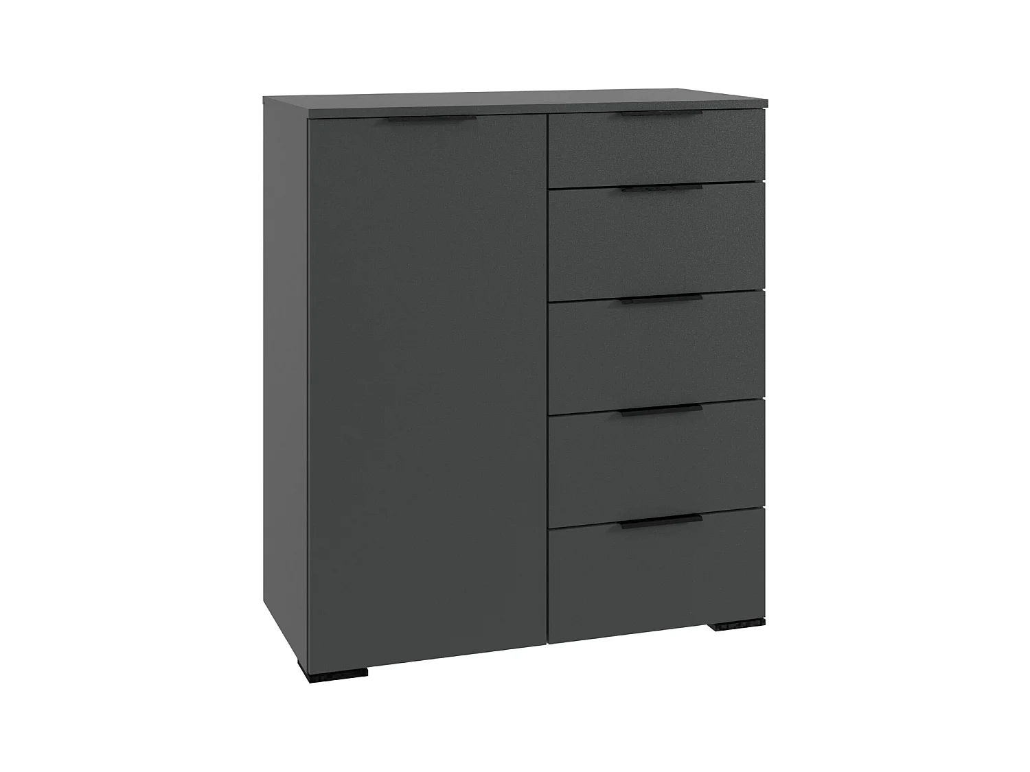 Commode, meuble de rangement coloris Graphite -  L. 81 x H. 102 x P. 41 cm 