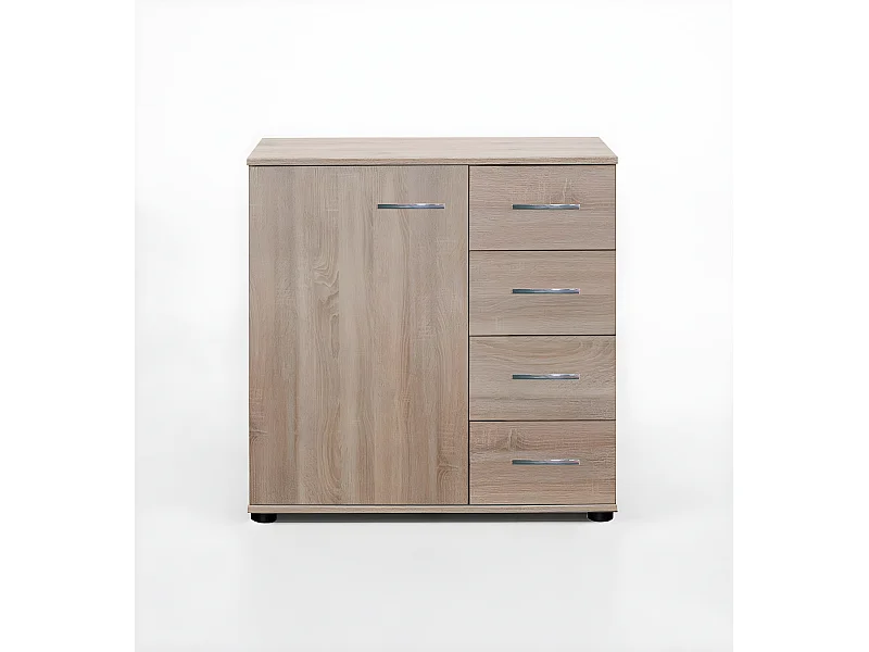 Commode de rangement imitation chêne - Dim : 81 X 41 X 83 cm