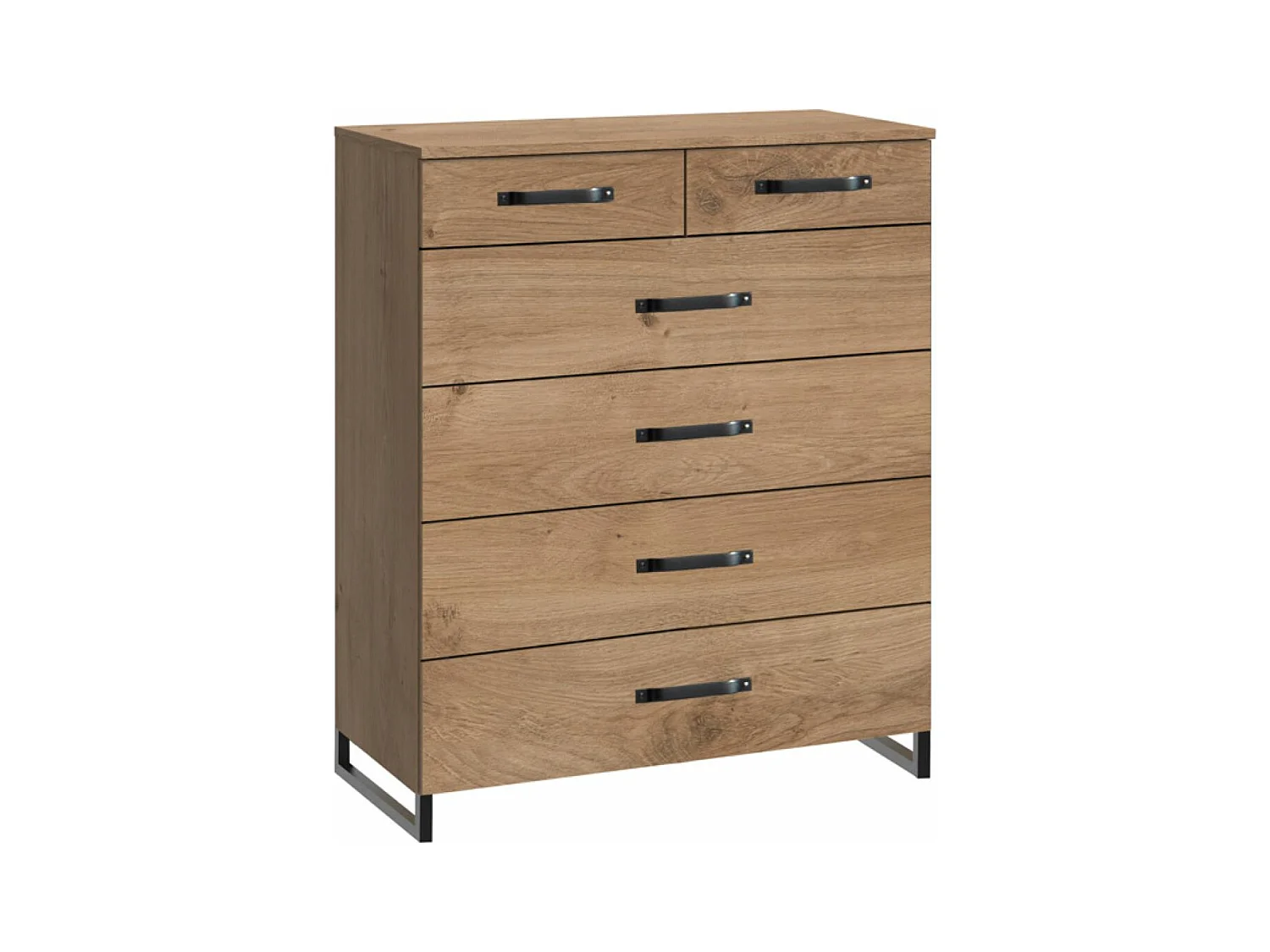 Commode à tiroirs Imitation chêne poutre rechampis raw steel - L81 x H102 x P41 cm