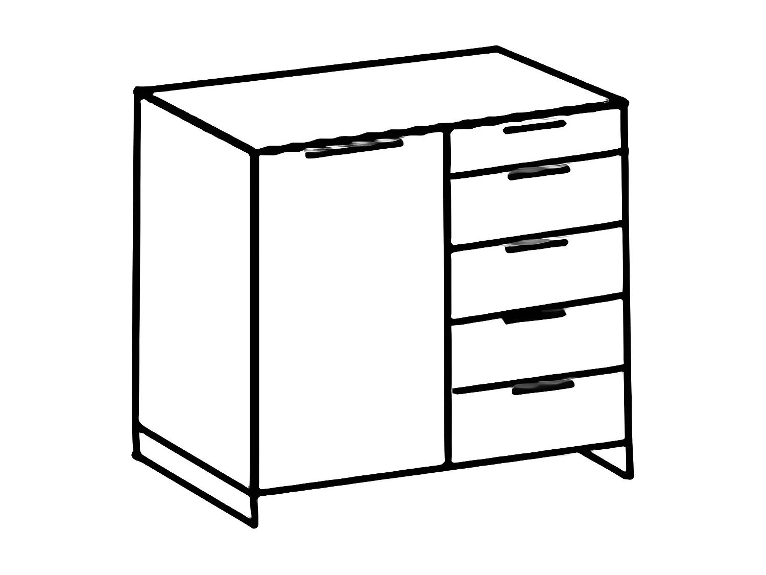 Commode meuble de rangement coloris imitation chêne /graphite - L. 81 x P. 41 x H. 102 cm