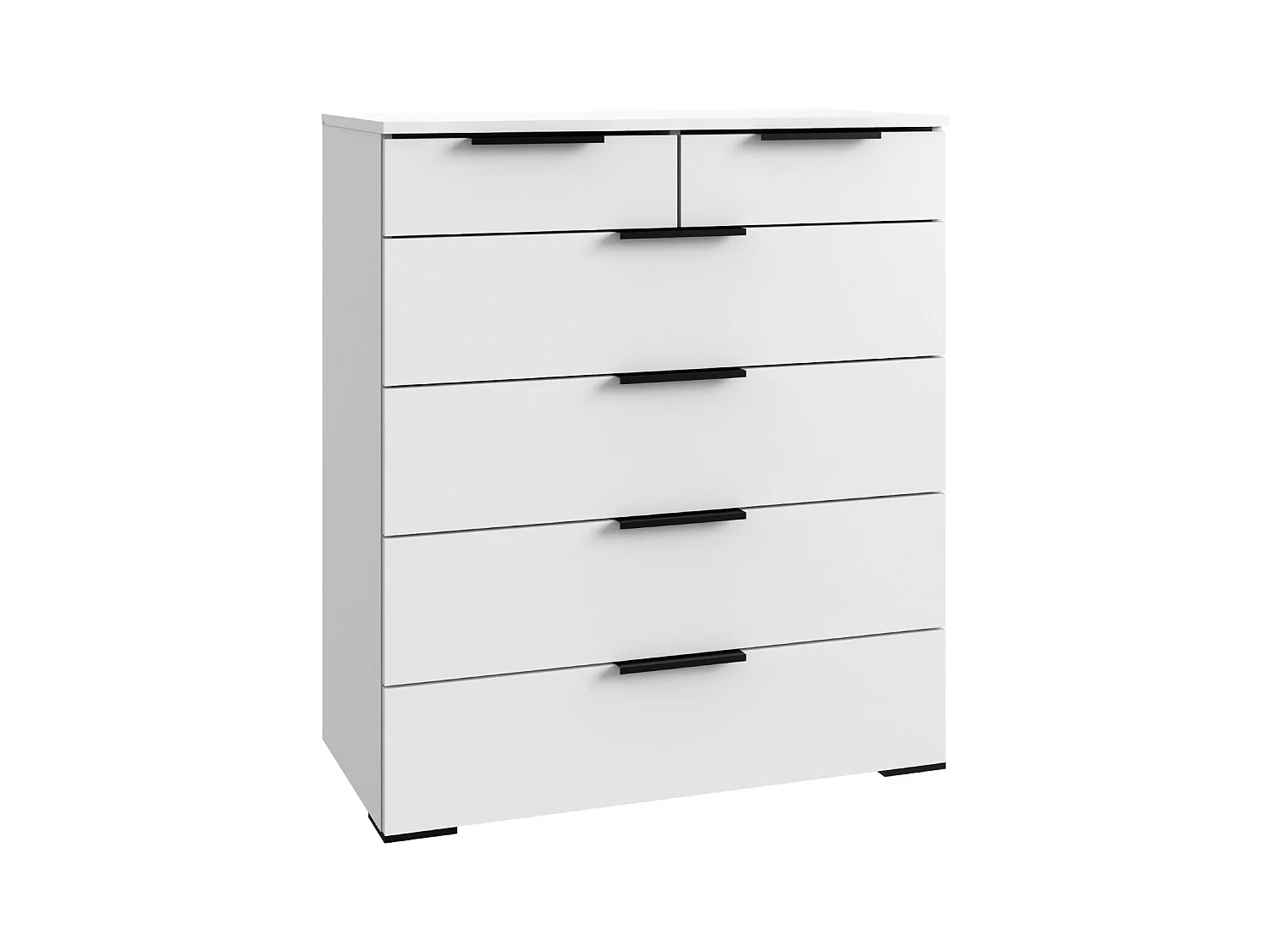 Commode à tiroirs, meuble de rangement coloris Blanc, rechampis graphite