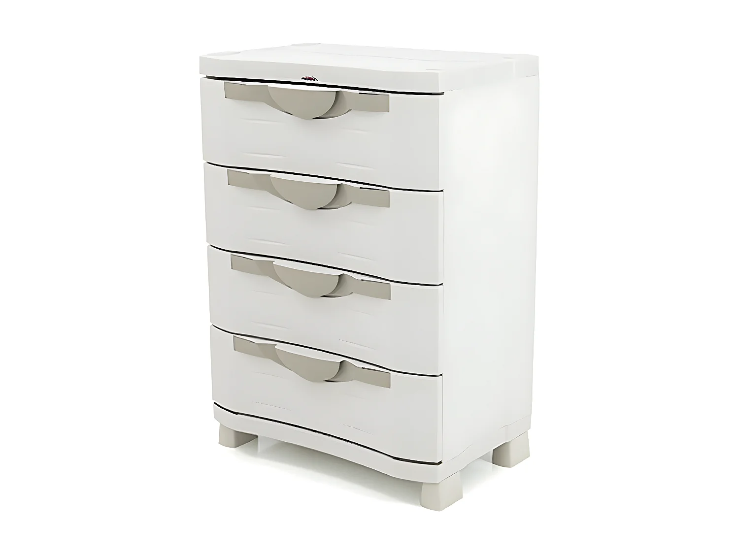 Commode de rangement 4 tiroirs intérieur/extérieur coloris beige - L. 70 x P. 45 x H. 100 cm