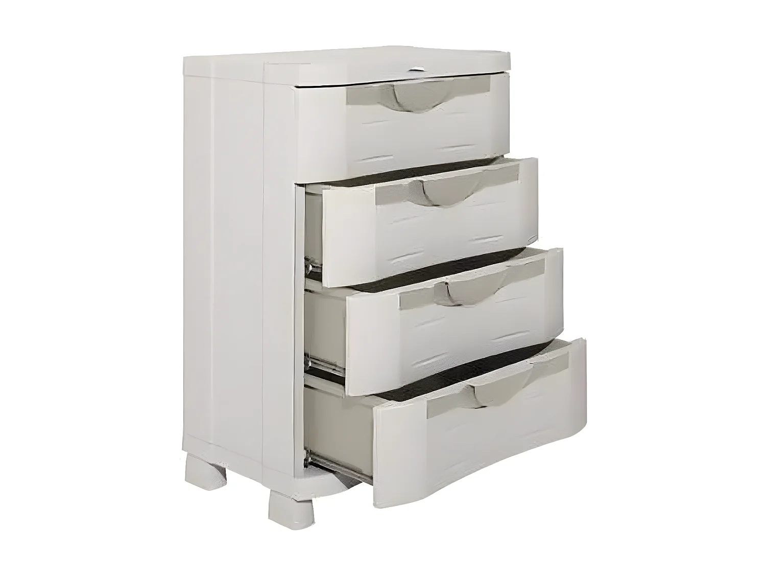 Commode de rangement 4 tiroirs intérieur/extérieur coloris beige - L. 70 x P. 45 x H. 100 cm