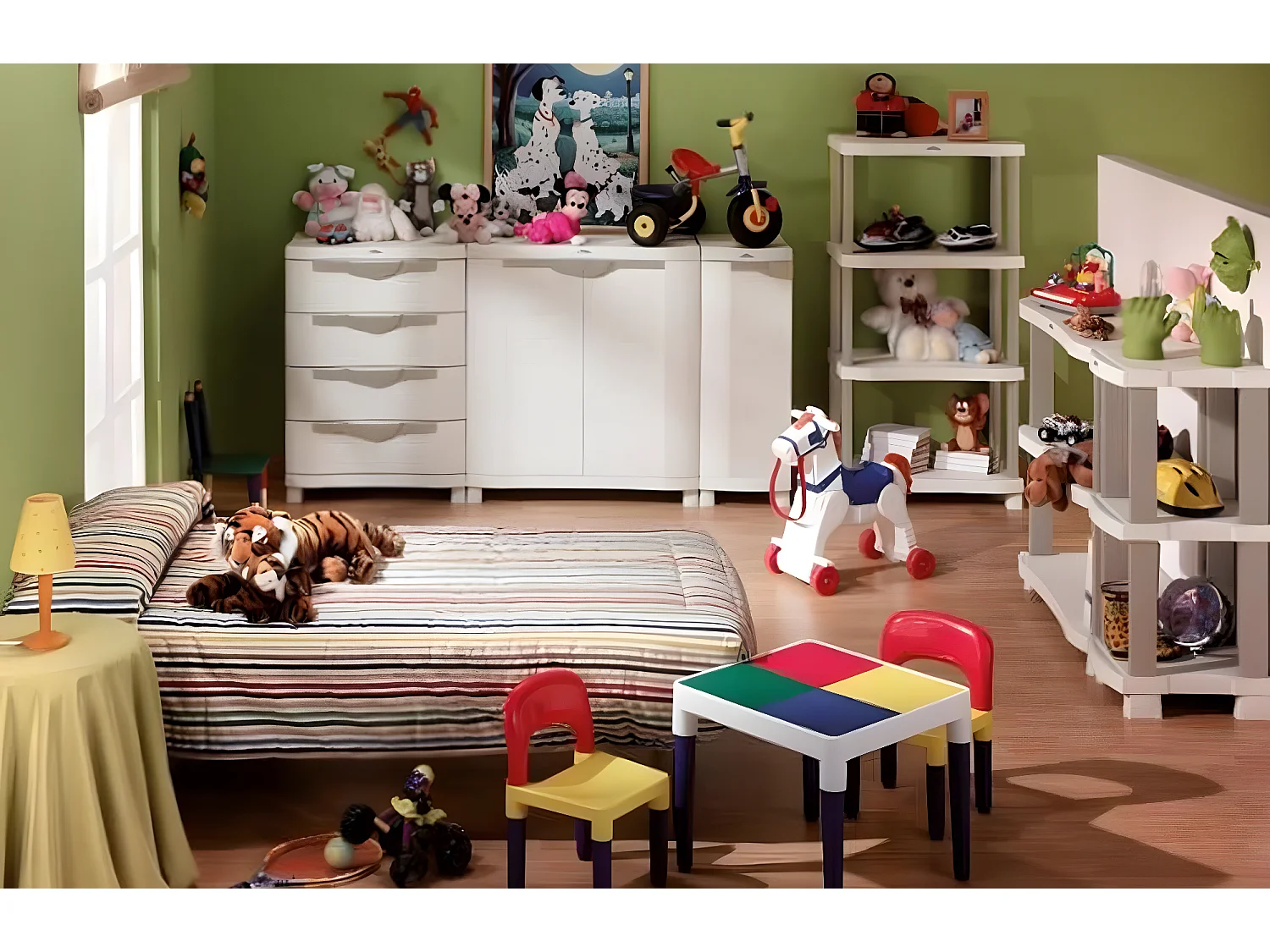 Commode de rangement 4 tiroirs intérieur/extérieur coloris beige - L. 70 x P. 45 x H. 100 cm