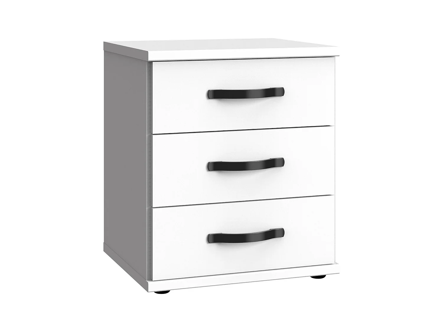 Commode, meuble de rangement coloris Blanc, rechampis noir - L. 46 x H. 58 x P. 40 cm