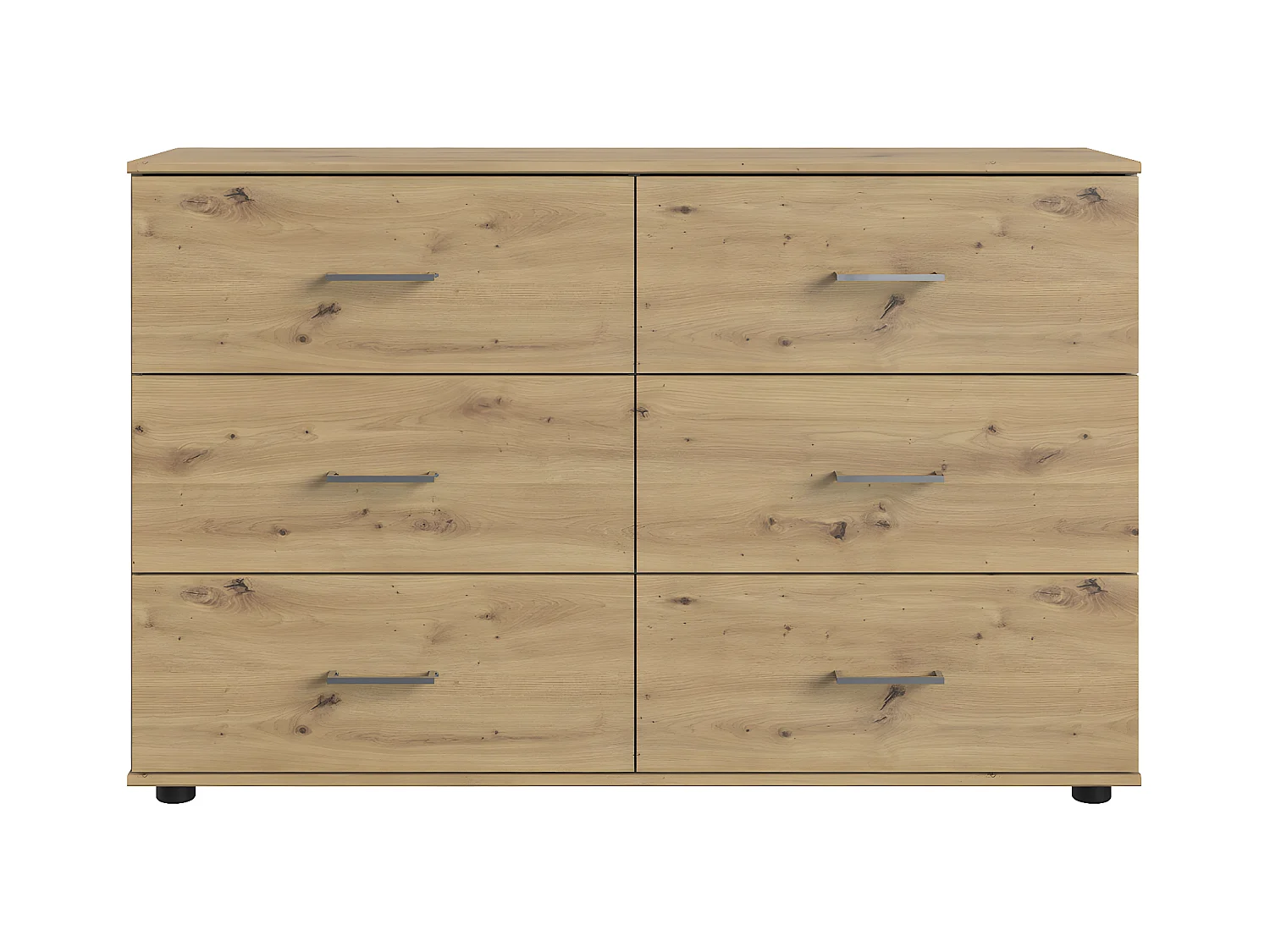 Commode meuble de rangement coloris imitation chêne Artisan/chrome brillant