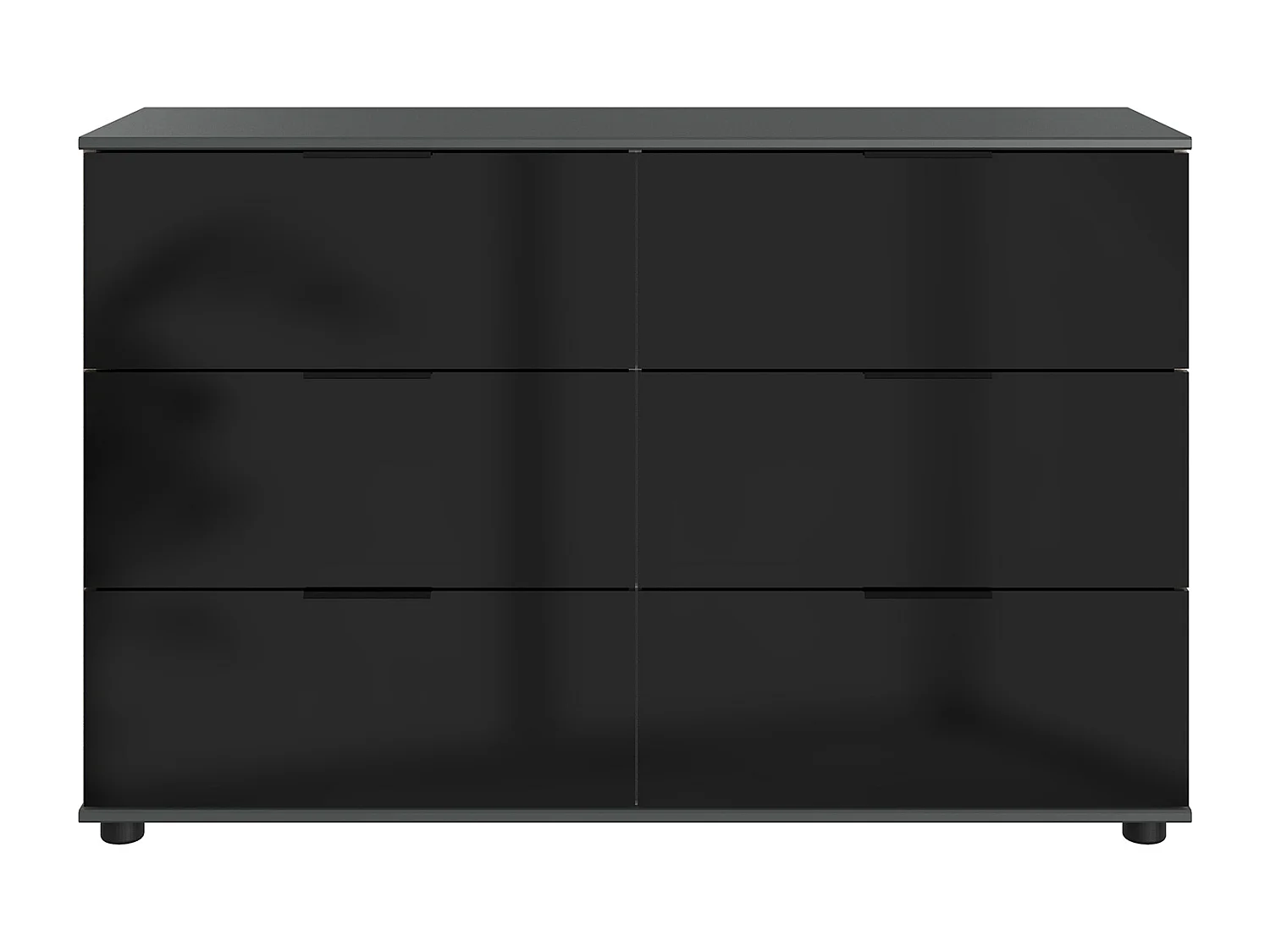 Commode meuble de rangement 6 tiroirs coloris gris graphite - L. 130 x H. 83 x P. 41 cm