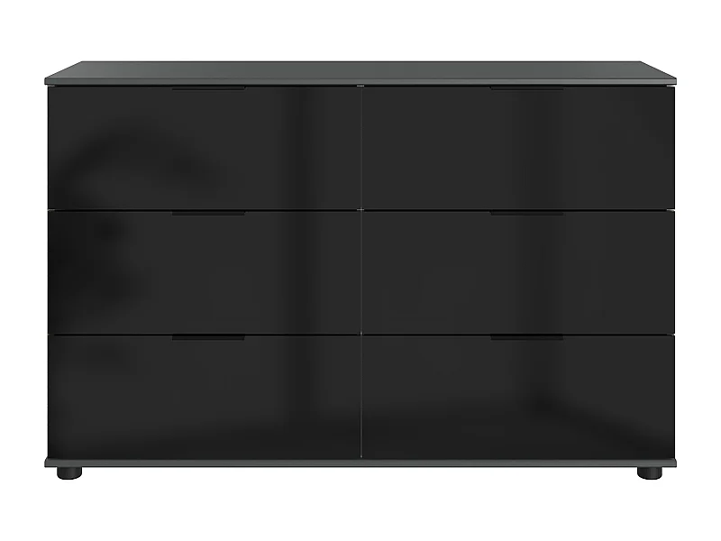 Commode meuble de rangement 6 tiroirs coloris gris graphite - L. 130 x H. 83 x P. 41 cm